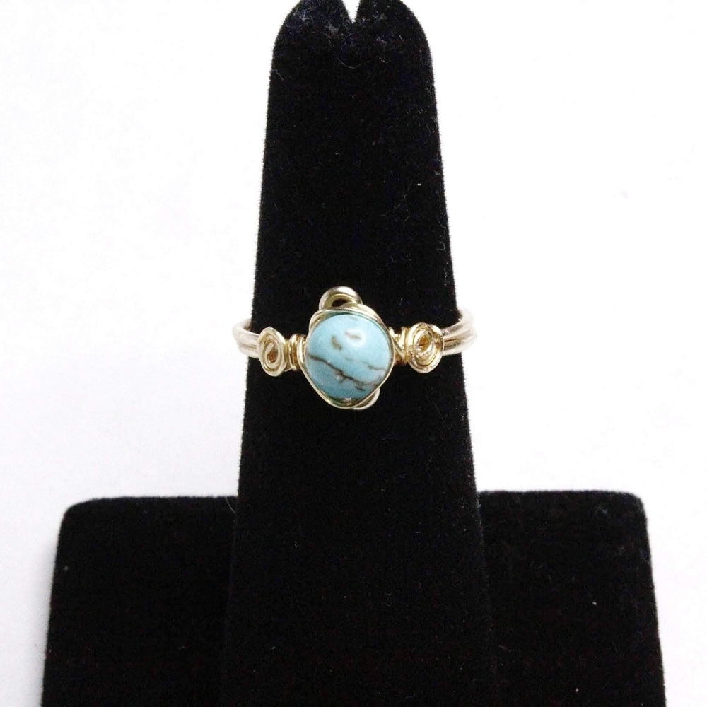 Handmade Bohemian Wire Wrapped Turquoise Ring